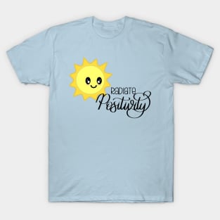 Radiate Positivity Sunny Positive Vibes in Light Blue T-Shirt